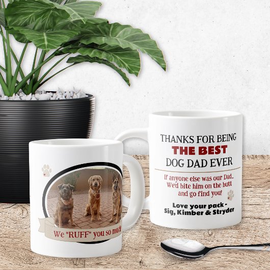 Beste Dog Dad Ever Funny Coffee Mok met Foto