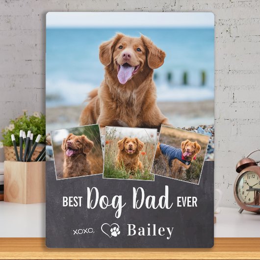 Beste DOG DAD ooit - Aangepast 4-pet fotocollage Fotoplaat