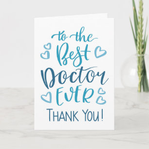 Beste dokter ooit Dank u Typografie in blauw Kaart