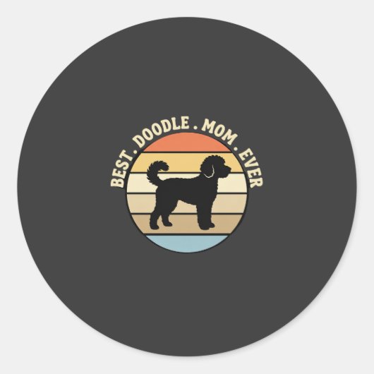 Beste Doodle Moeder Ooit Retro Hond Ronde Sticker (Voorkant)
