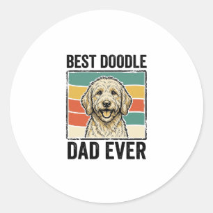 Beste Doodle Papa Ooit Vintage Hond Shirt Ontwerp_ Ronde Sticker