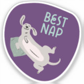 Beste dutje schattige geïllustreerde hond paarse e sticker (Voorkant)