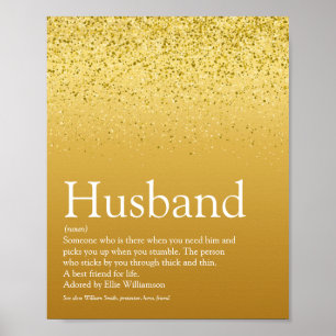 Beste echtgenoot ter wereld Definitie Goud Glitter Poster
