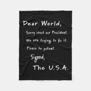 Beste excuusbrief van de Amerikaanse anti-Trump Fleece Deken