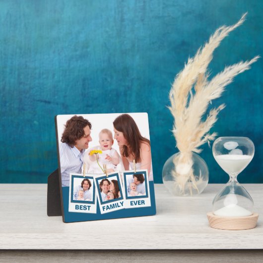 Beste familie ooit op maat 4 fotocollage blauw fotoplaat (Insitu)