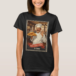 BESTE FISH & CHIPS IN DE STAD! – Vintage 1950s P T-shirt
