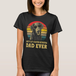 Beste Flat Coated Retriever-vader ooit Hond Retro- T-shirt