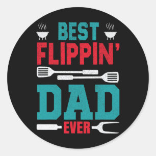 Beste Flippin' Dad Ever Vaderdag BBQ Grill Dad B Ronde Sticker