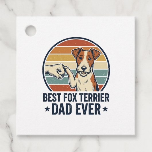 Beste Fox Terrier Vader Ooit Vintage Hond Liefhebb Bedankjes Labels (Voorkant)