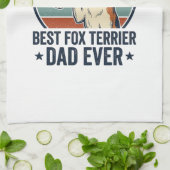 Beste Fox Terrier Vader Ooit Vintage Hond Liefhebb Theedoek (Gevouwen)