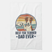 Beste Fox Terrier Vader Ooit Vintage Hond Liefhebb Theedoek (Verticaal)
