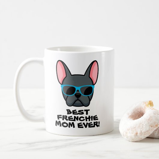 Beste Franse Moeder Moederdag Blauwe Franse Bulldo Koffiemok (Met donut)