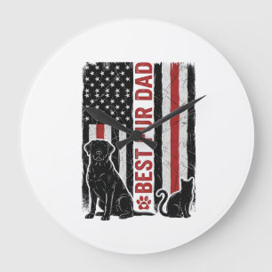 Beste Fur Vader Vintage Vlag Hond Kat Shirt Ontwer Grote Klok