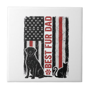 Beste Fur Vader Vintage Vlag Hond Kat Shirt Ontwer Tegeltje