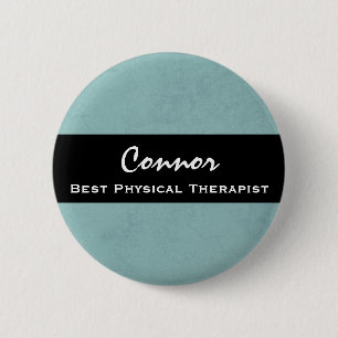 Beste FYSIEKE THERAPIST Aqua Blue Grunge Ronde Button 5,7 Cm