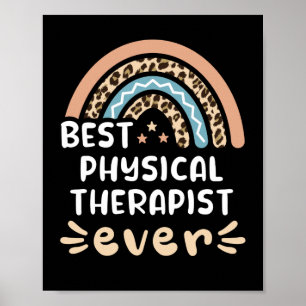 Beste fysieke therapist ooit Leopard Rainbow Gift Poster
