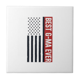 Beste G-Ma Ooit Patriotische Vlag Vector Design_1 Tegeltje