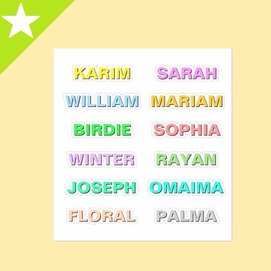 Beste Gekleurde Vetgedrukte Script Namen, Modern W Sticker