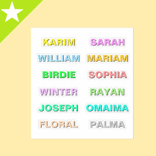 Beste gekleurde vetgedrukte scriptnamen, modern wa sticker