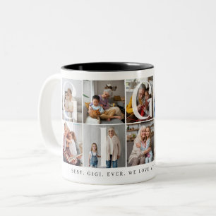 Beste Gigi ooit, 10 Photo Grid-cadeau voor oma Tweekleurige Koffiemok