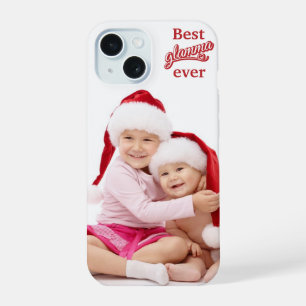 Beste Glamma ooit foto rood/wit op wit iPhone 15 Hoesje