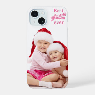 Beste Glamma Ooit foto roze/wit op wit iPhone 15 Hoesje