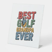 Beste golf opa ooit reclamebord met voetstuk (Voorkant)