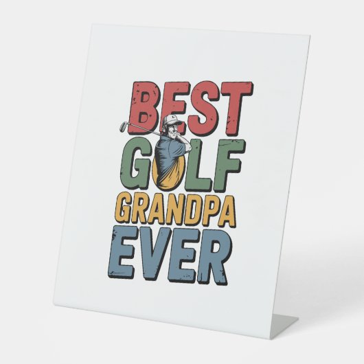 Beste golf opa ooit reclamebord met voetstuk (Voorkant)