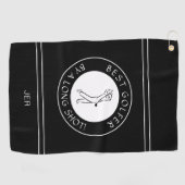 Beste golfer door een lange shot zwart-wit Custom Golfhanddoek (Horizontaal)
