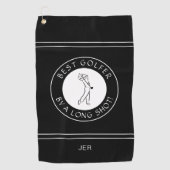 Beste golfer door een lange shot zwart-wit Custom Golfhanddoek (Voorkant)