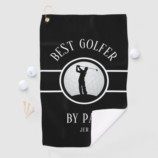 Beste Golfer door Par Golf Custom Monogram Zwart Golfhanddoek (Insitu)