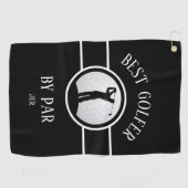Beste Golfer door Par Golf Custom Monogram Zwart Golfhanddoek (Horizontaal)
