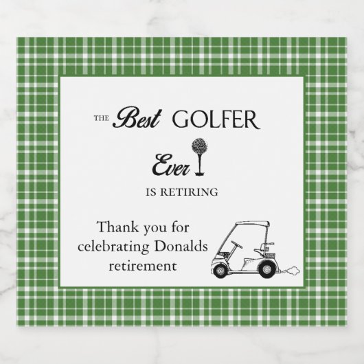 Beste Golfer Green Plaid Custom Bier Etiket (Enkel label)