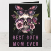 Beste Goth Moeder Ooit Schedel Vlinder Paars Moede Kaart (Voorkant)
