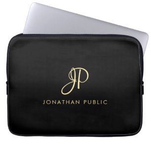 Beste Gouden Kalligrafie Monogram Minimalistische Laptop Sleeve