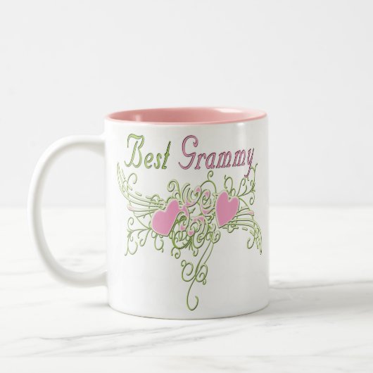 Beste Grammy Swirling Hearts Tweekleurige Koffiemok (Links)