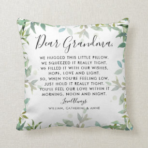 Beste Grandma Botanical Foliage Message Foto Kussen