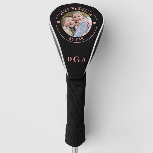 BESTE GRANDMA VAN PAR Monogram Foto zwart Roze Golfheadcover (Voorkant)