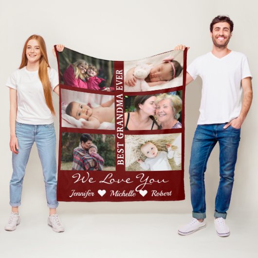 Beste grootmoeder ooit aangepaste foto's kleinkind fleece deken (In situ)