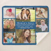 Beste grootouders 8 Foto Collage Blue Sherpa Deken (Voorkant (horizontaal))