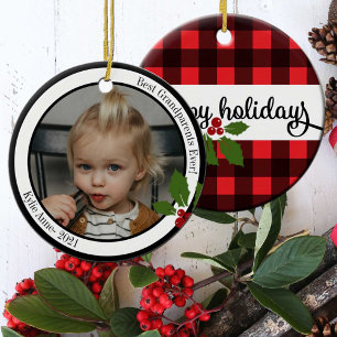 Beste grootouders ooit!   Buffalo Plaid Holiday Keramisch Ornament