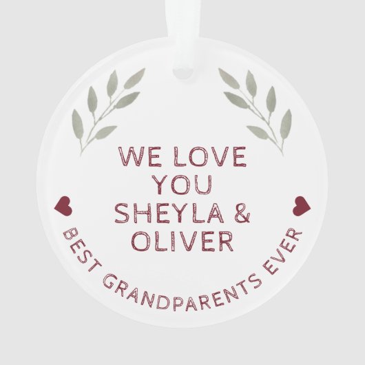 Beste grootouders ooit Waterverf Twigs Keepomwille Ornament (achterkant)