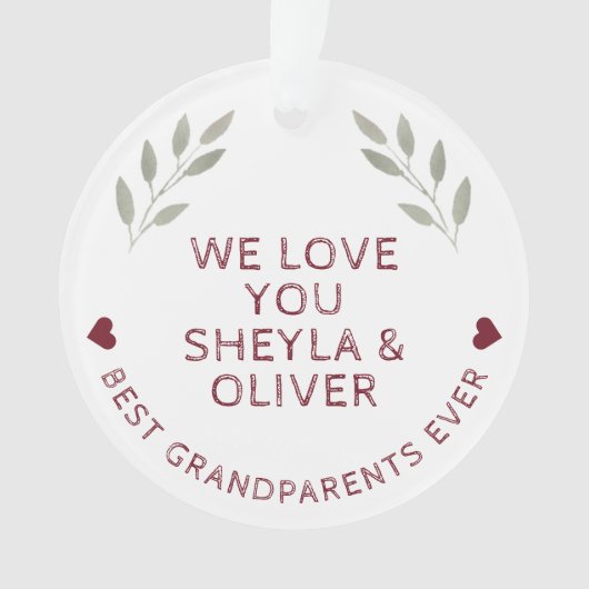 Beste grootouders ooit Waterverf Twigs Keepomwille Ornament (voorkant)