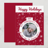 Beste grootouders Red Snowflake Ball Foto Feestdagenkaart (Voorkant / Achterkant)