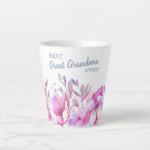 Beste Grote Oma Ooit En Roze Bloem Rand Latte Mok (Voorkant)