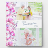 Beste Grote Oma ooit en Roze Floral Border Fotoplaat (Voorkant)