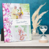 Beste Grote Oma ooit en Roze Floral Border Fotoplaat (Zijkant)