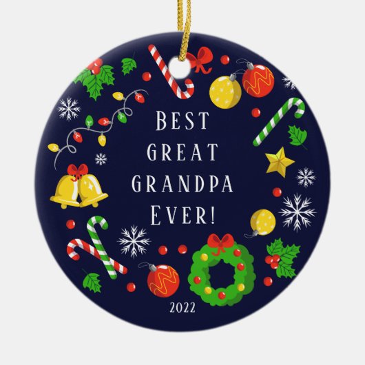 Beste grote opa ooit met Kerstmis 2 Keramisch Ornament (Voorkant)