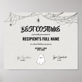 Beste Halloween kostuum certificaat award Poster