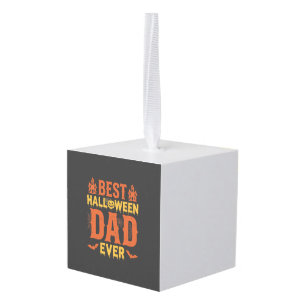 Beste Halloween-vader ooit vintage versleten ontwe Kubus Ornament